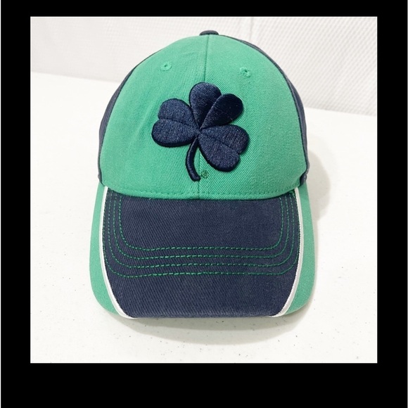 Notre Dame large clover logo baseball cap Adult size. Navy and green. - Picture 1 of 8